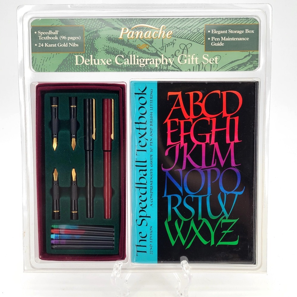 Panache Deluxe Calligraphy Gift Set 24 K Gold Nibs and Textbook Storage Bin Hunt